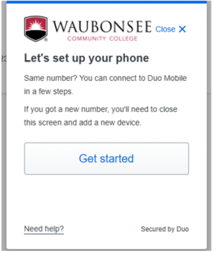 MFA Duo Mobile Screenshot - Let's set up your phone
