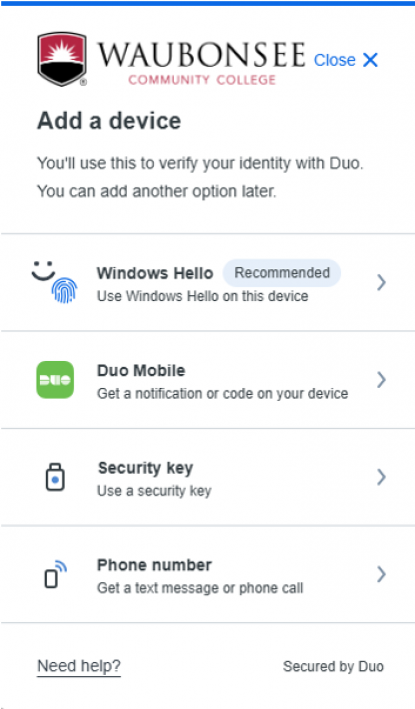 MFA Duo Mobile Screenshot - Add a Device