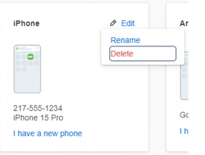 MFA Duo Mobile Screenshot - Delete Device
