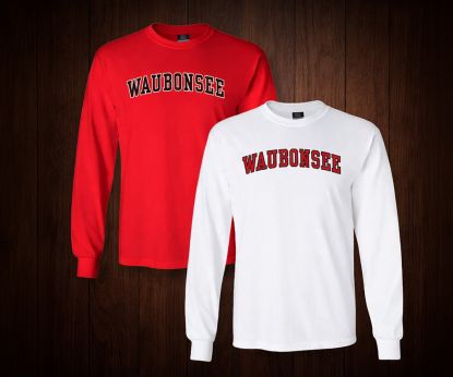 Two alumni sweatshirts with Waubonsee logos