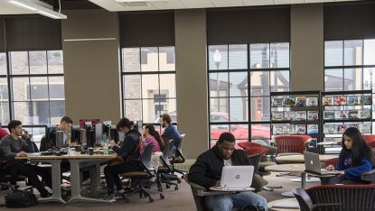 Students in Aurora Campus Library