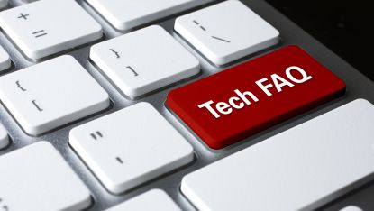 Keyboard with key that reads Tech FAQ