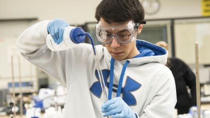 student in a chemistry lab