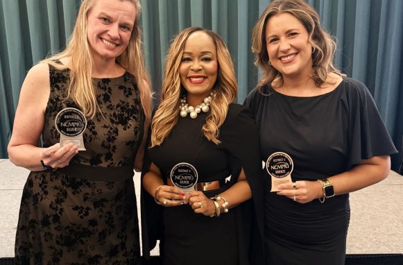 (From left to right): Jamie Feiza, Marketing and Communications Coordinator; Dr. Toya Webb, Executive Vice President and Chief of Staff; and Kate Sampson, Marketing and Communications Coordinator NCMPR District 3 Conference