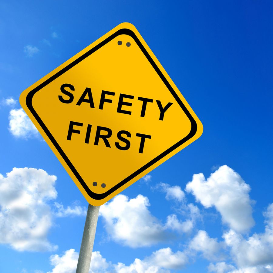 Driver Safety First Road Sign Clouds