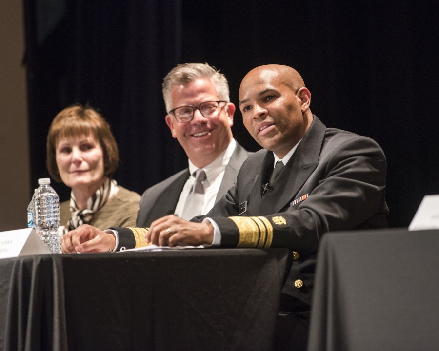 Photo of Dr. Sobek, Rep. Hultren and Surgeon General Adams