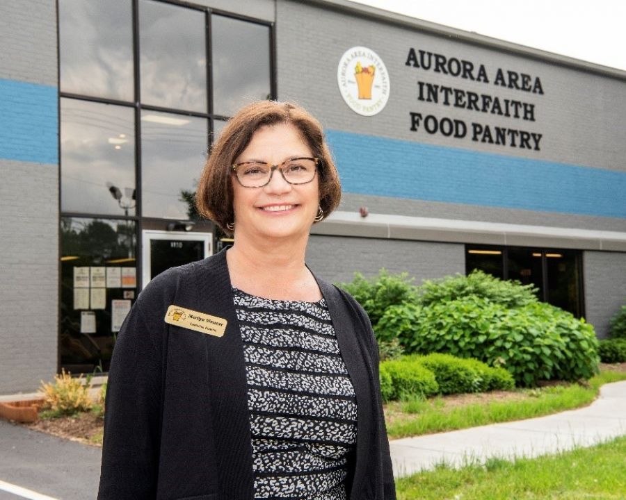 Photo of Marilyn Weisner; Executive Director, Aurora Area Interfaith Food Pantry