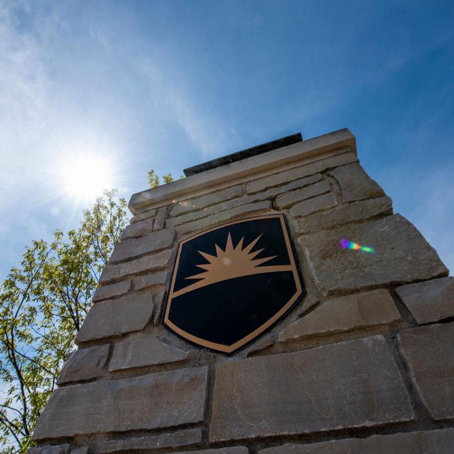 Waubonsee Shield on a Brick Pillar
