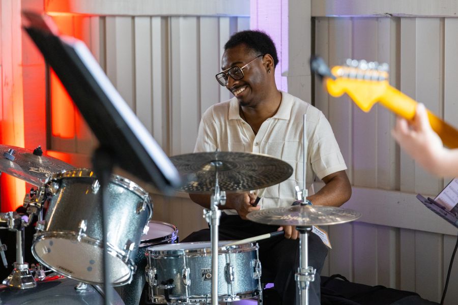 Drummer playing the drums