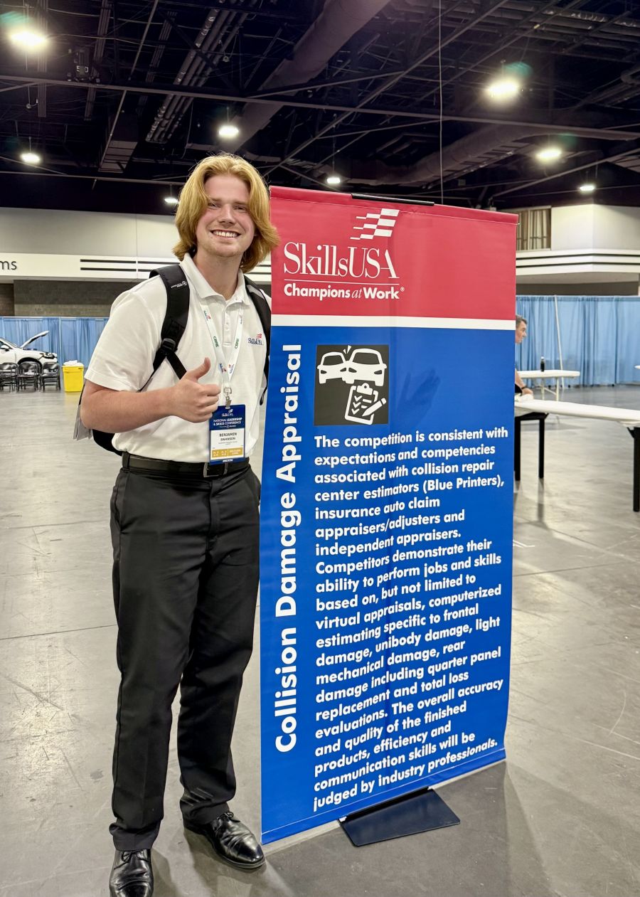 Benjamin Swanson, of Aurora, was named the national champion in collision damage appraisal at the 2026 SkillsUSA National Leadership & Skills Conference