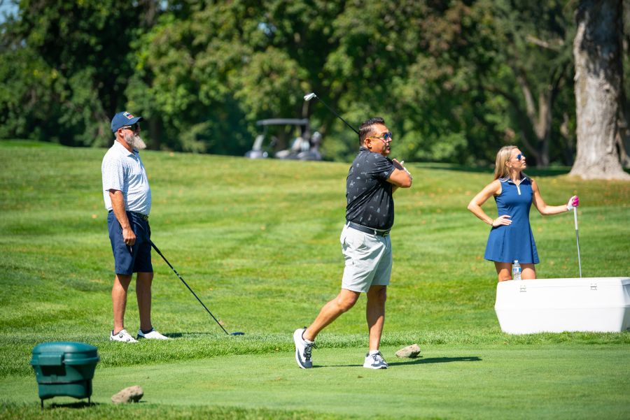 Golfers participate in the Waubonsee Foundation’s golf outing at the Aurora Country Club.