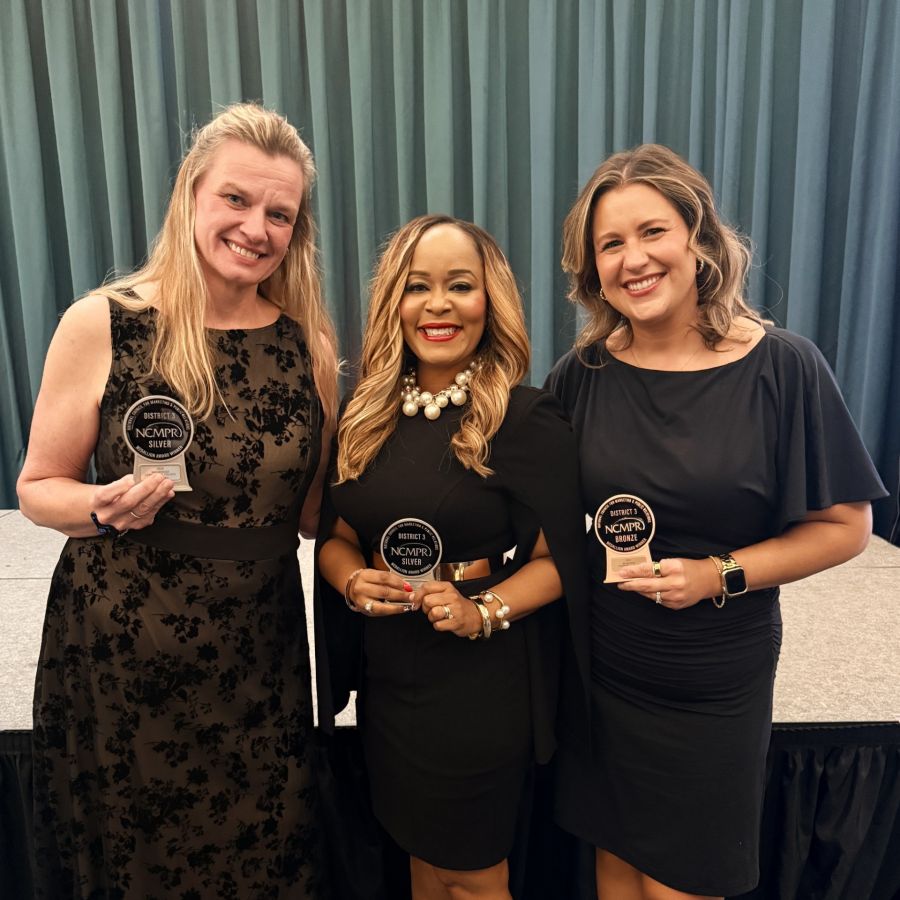 (From left to right): Jamie Feiza, Marketing and Communications Coordinator; Dr. Toya Webb, Executive Vice President and Chief of Staff; and Kate Sampson, Marketing and Communications Coordinator NCMPR District 3 Conference